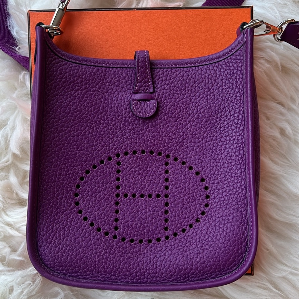 SOLD ❌ Hermes Evelyne 16 Tpm Taurillon Clemence in Anemone w/Silver hardware